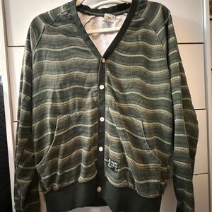 Crooks & Castles Olive Striped Cardigan